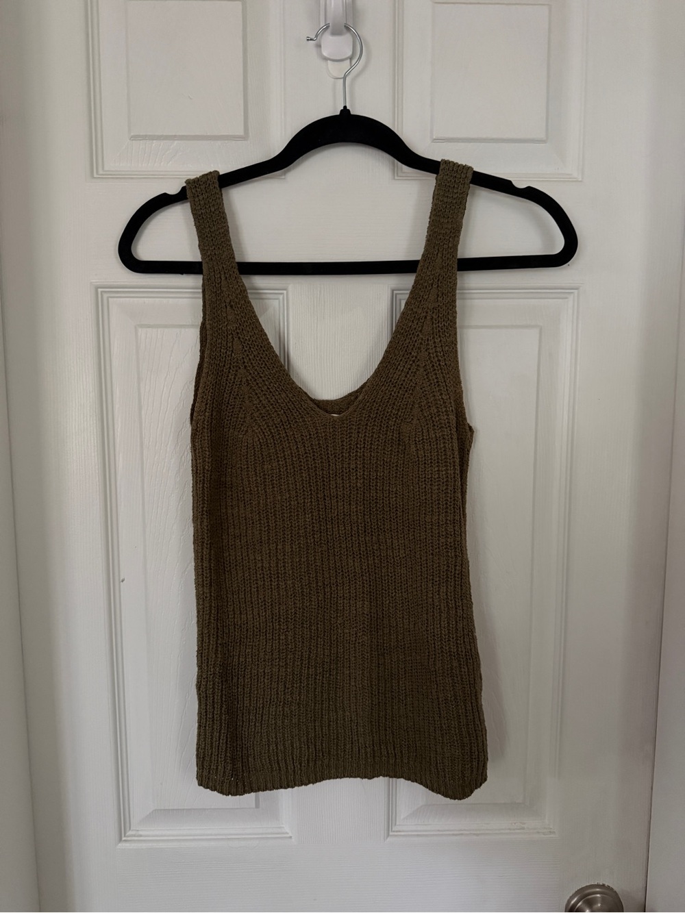 Madewell Olive-Brown Ribbed V-Neck Knit Tank